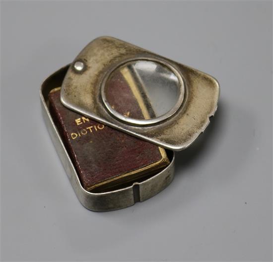 A miniature dictionary in a Victorian silver case.